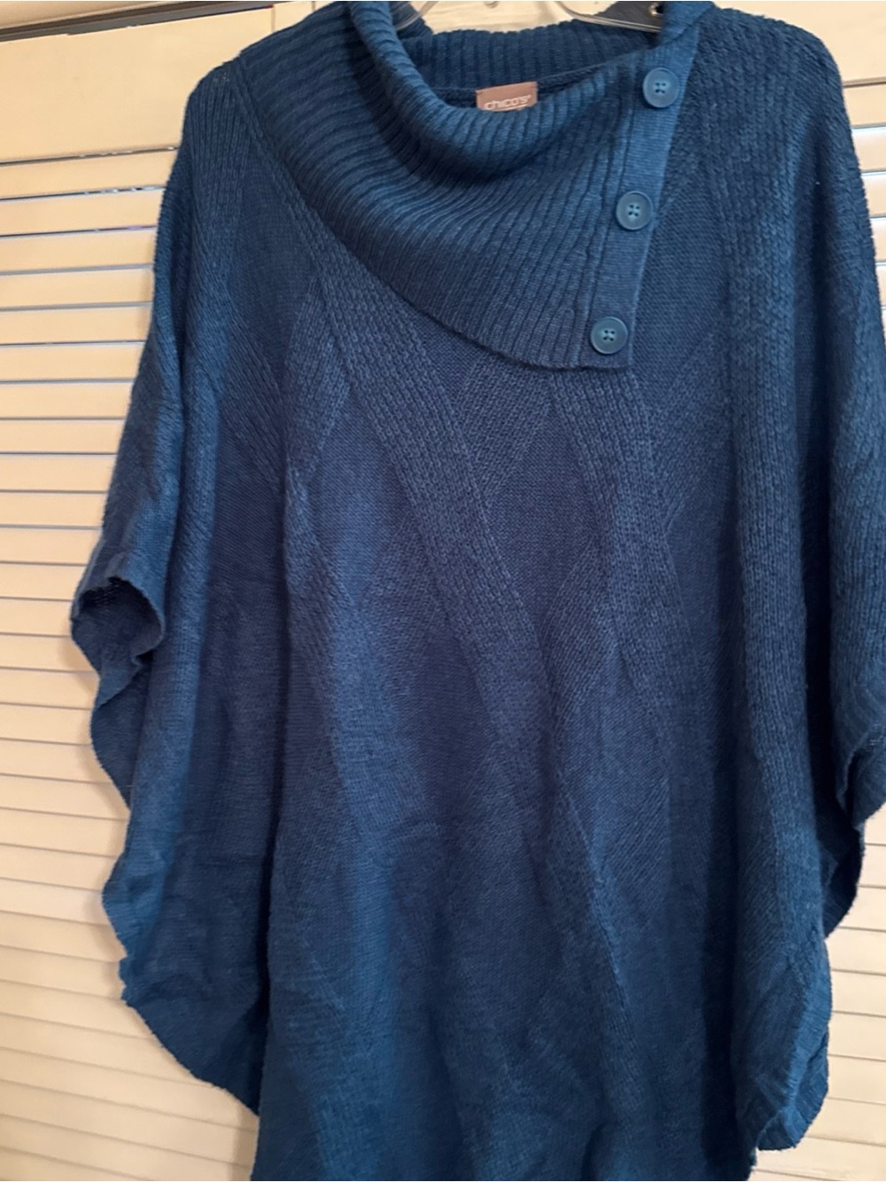 Chico's Blue Button Cowl Neck Sweater